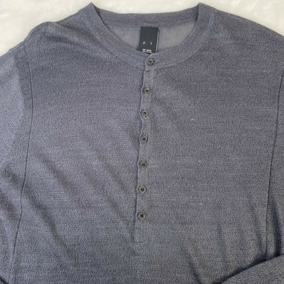 Cold Method Men’s Long Sleeve Ramie Rayon Knit Henley Long Sleeve Sweater Gray M - Picture 3 of 10